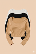 Pack of 3 Ribbed Square Neck Essential Tops