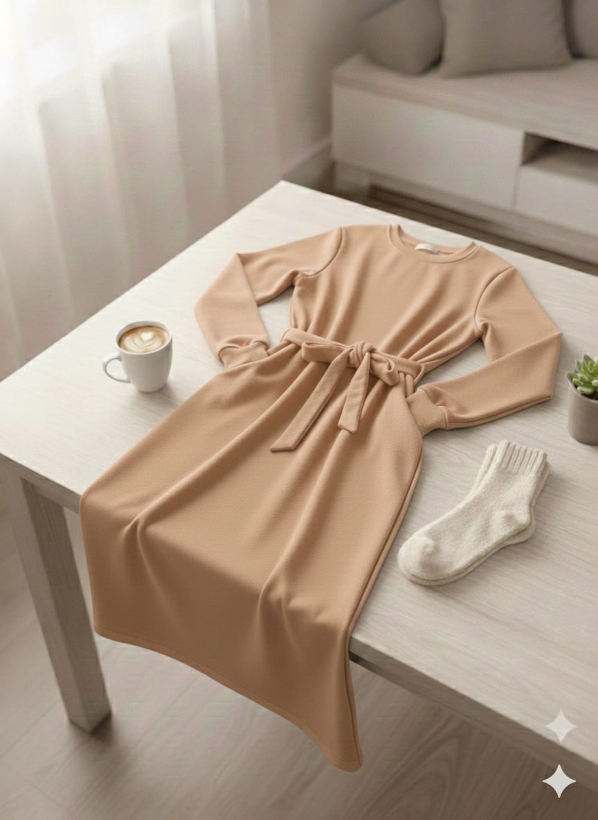 All-Day Comfort Belted Long Sweatshirt