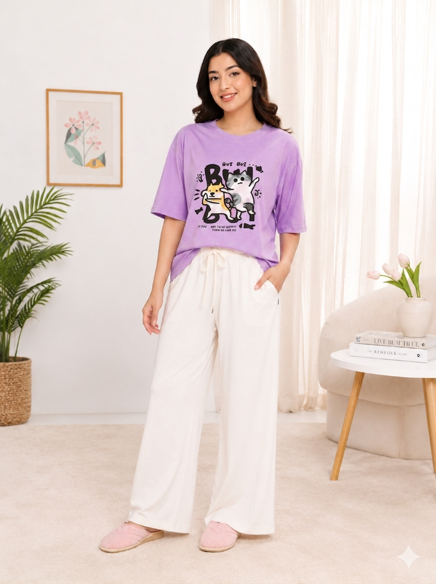 Kawaii Cat Graphic Coord Set - Bui Bui