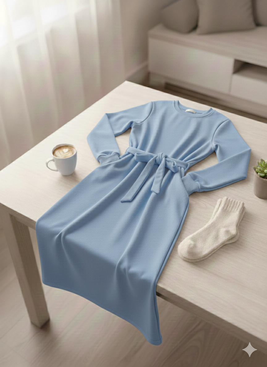 All-Day Comfort Belted Long Sweatshirt