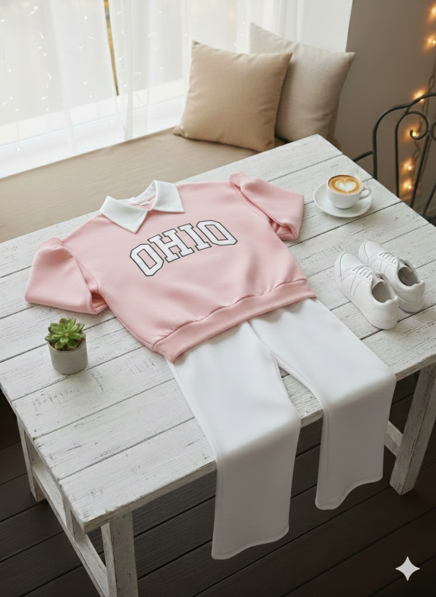 Comfy College Co-Ord – Baggy Sweatshirt & Wide-Leg Fit