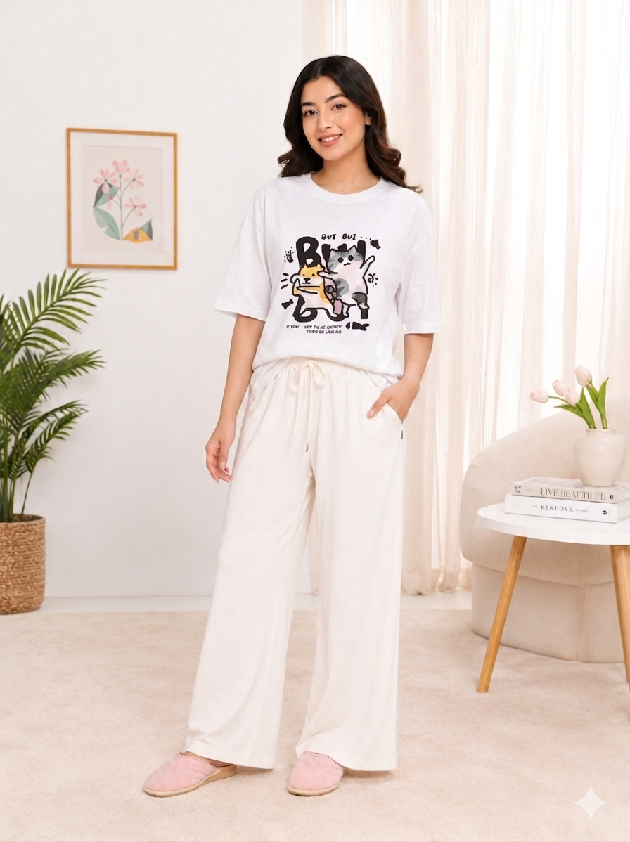 Kawaii Cat Graphic Coord Set - Bui Bui
