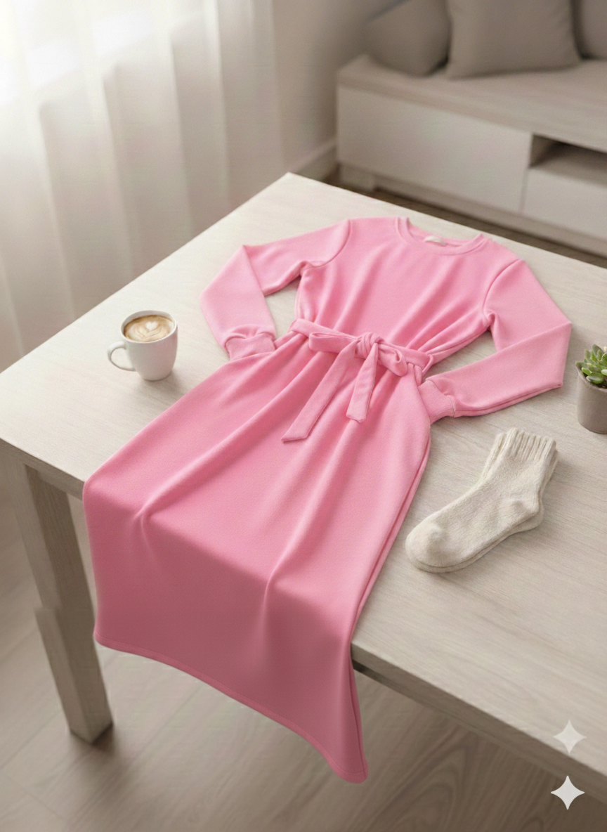 All-Day Comfort Belted Long Sweatshirt