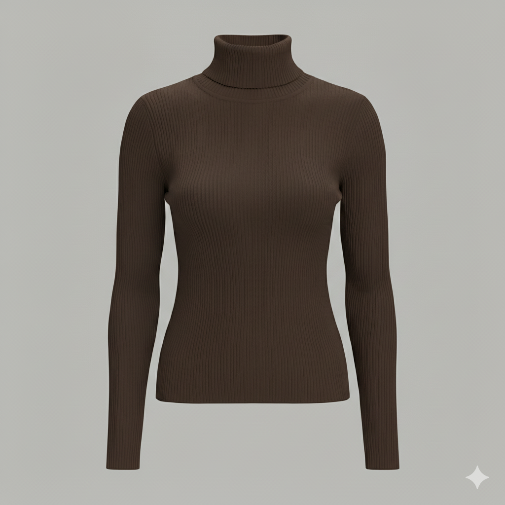 Women’s Classic Turtle Neck Tops - Brown