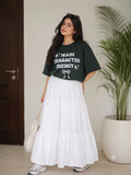 Main Character Energy Oversized Graphic T-Shirt & Tiered Maxi Skirt Co-Ord Set for Women