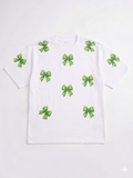 White Bow All Over Printed Oversized Relaxed Fit Tshirt