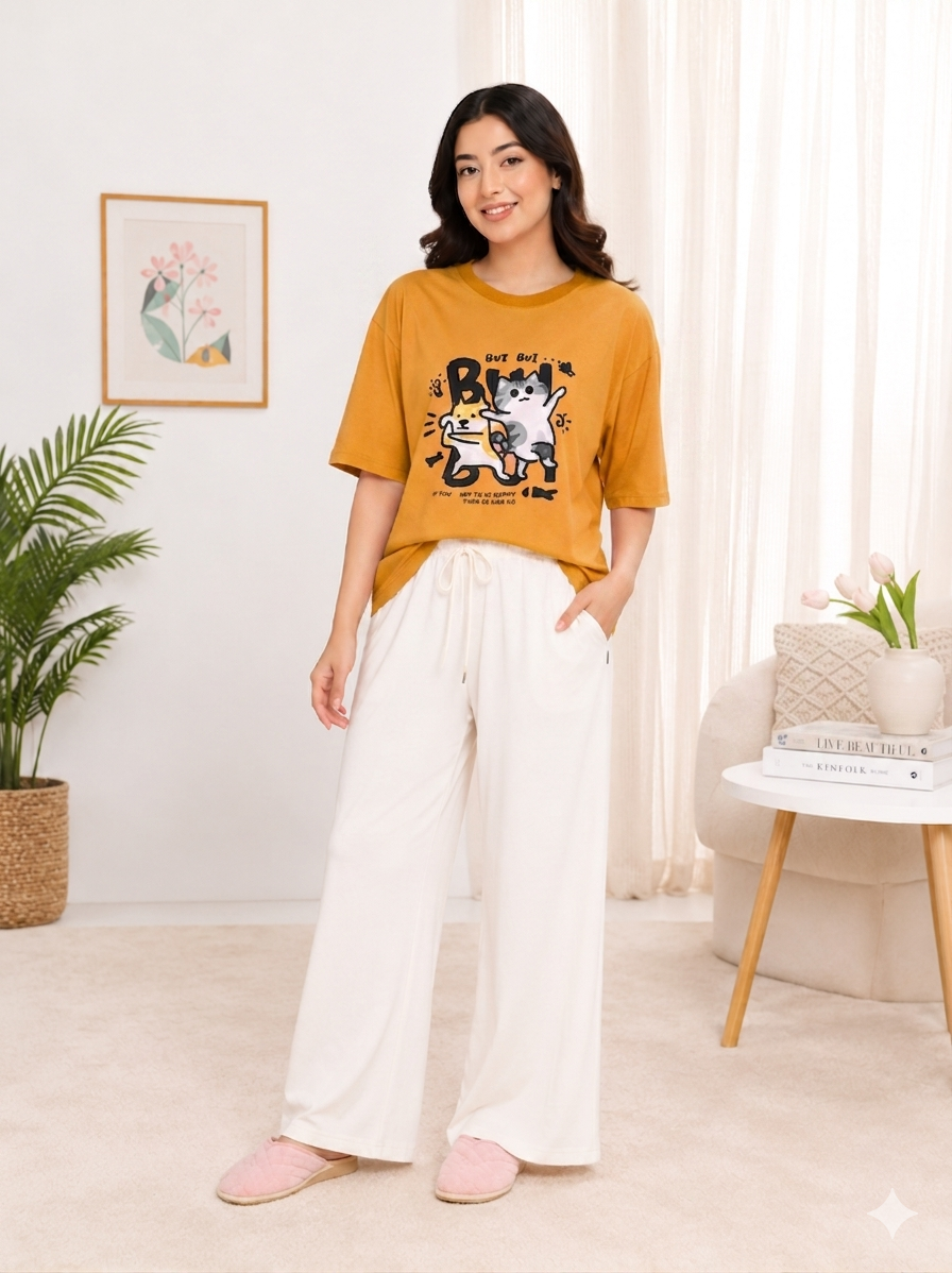 Kawaii Cat Graphic Coord Set - Bui Bui