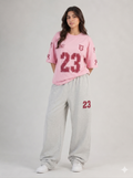 Retro Sport Edit "23" Graphic Tee & Grey Wide-Leg Jogger Set