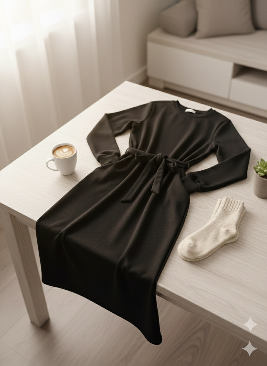 All-Day Comfort Belted Long Sweatshirt