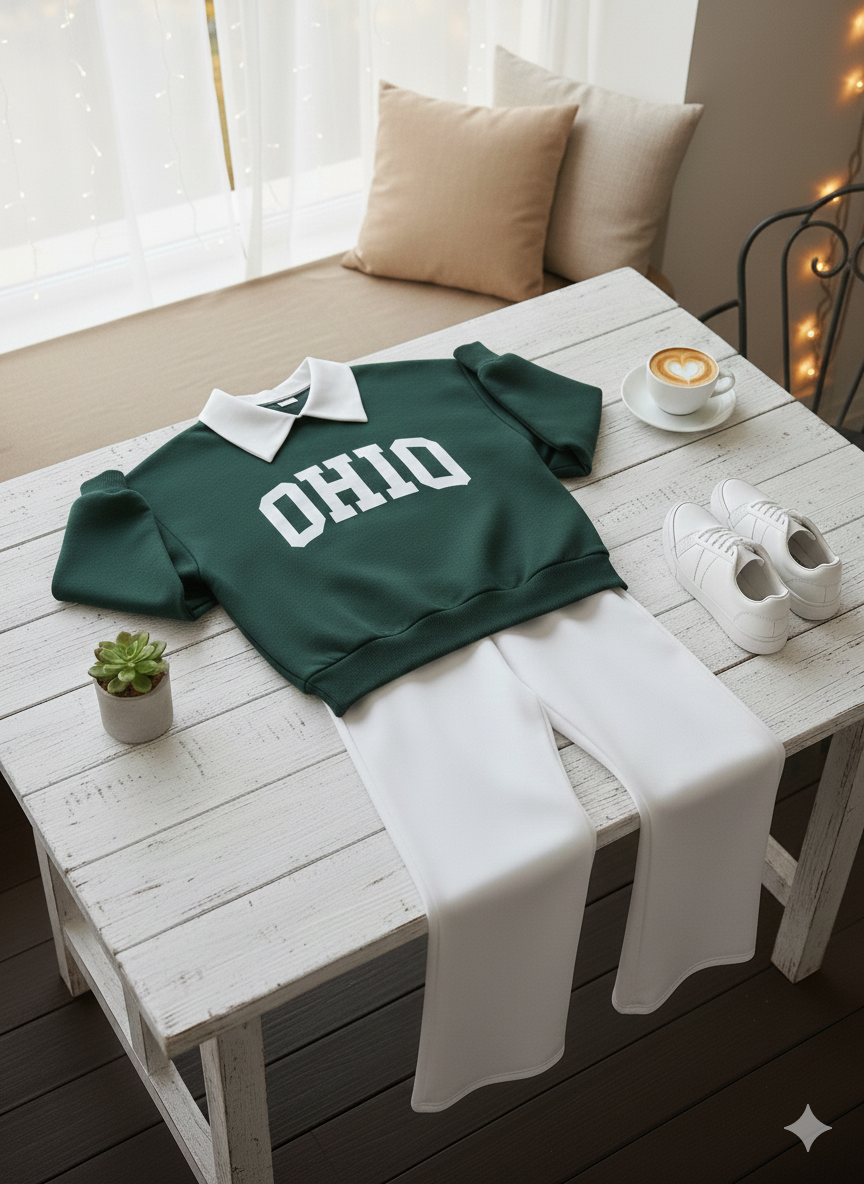 Comfy College Co-Ord – Baggy Sweatshirt & Wide-Leg Fit