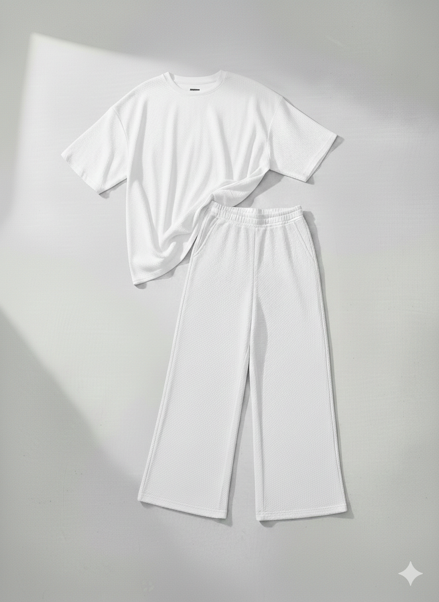 Premium Oversized T-Shirt & White Wide-Leg Trouser Set