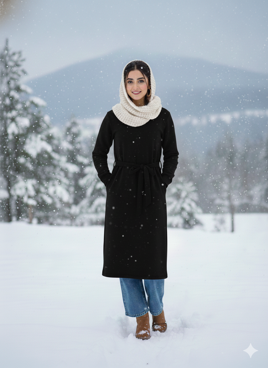 All-Day Comfort Belted Long Sweatshirt