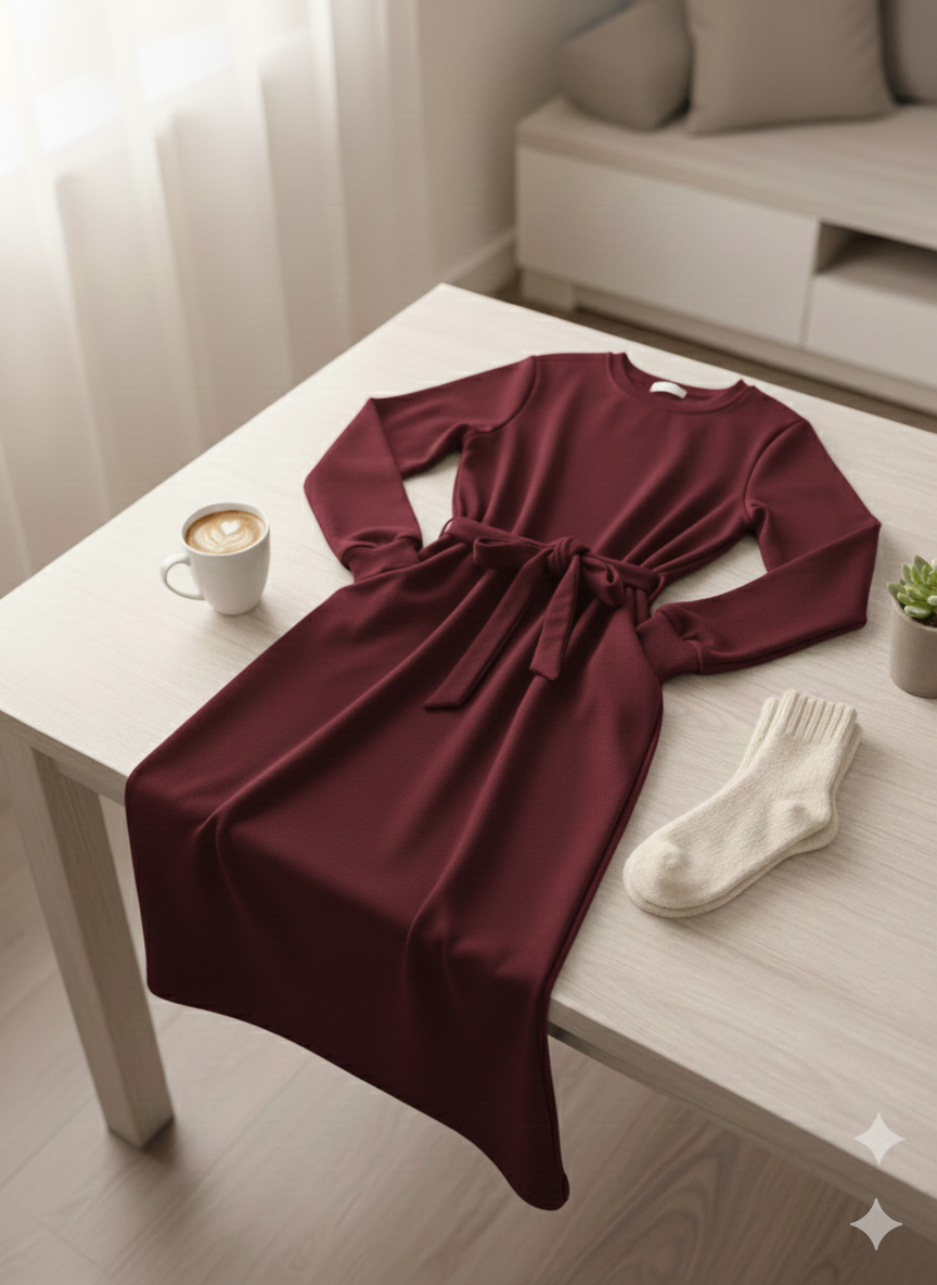 All-Day Comfort Belted Long Sweatshirt