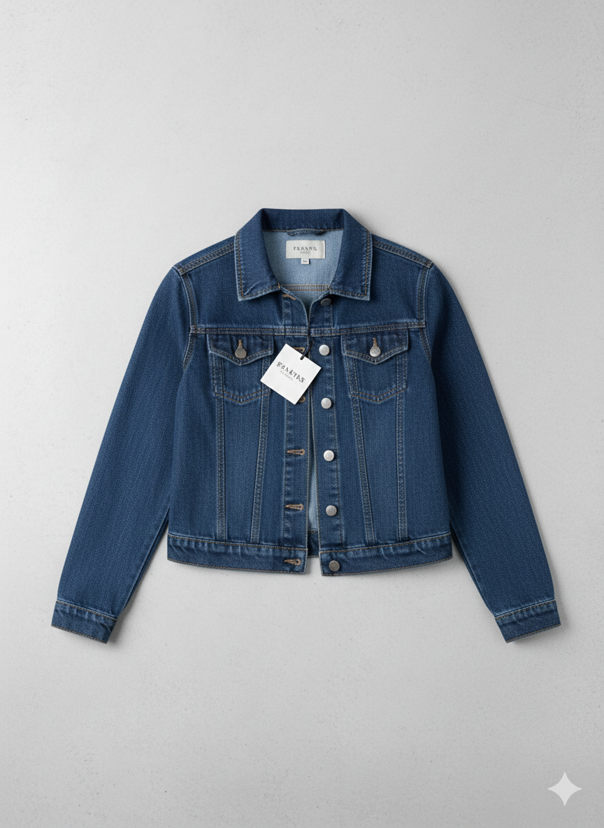 Midnight Classic Mid Blue Crop Denim Jacket