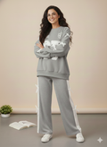 Womens Grey Bow Ribbon 07 Sweatshirt Set