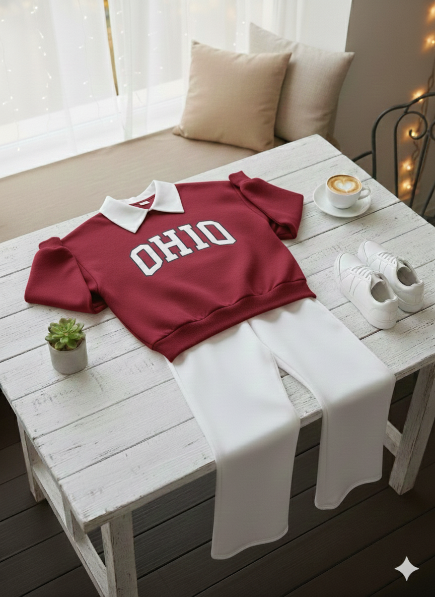 Comfy College Co-Ord – Baggy Sweatshirt & Wide-Leg Fit