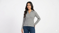 Contrast Stripe Essential Long Sleeve Polo Top