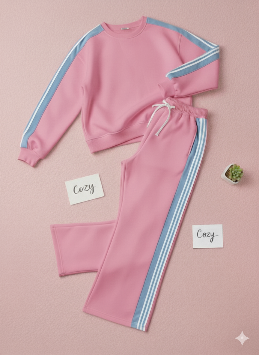 Cloudline Oversized Fleece Striped Tracksuit