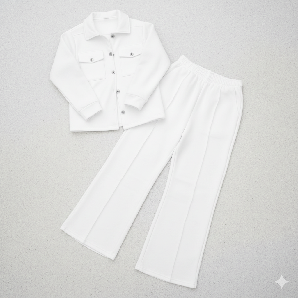 Women Flap Pocket Fleece Cord Set