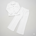 Women's White Flap Pocket Fleece Cord Set