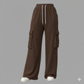 Womens Brown Drawstring Flap Pocket Cargo Trouser