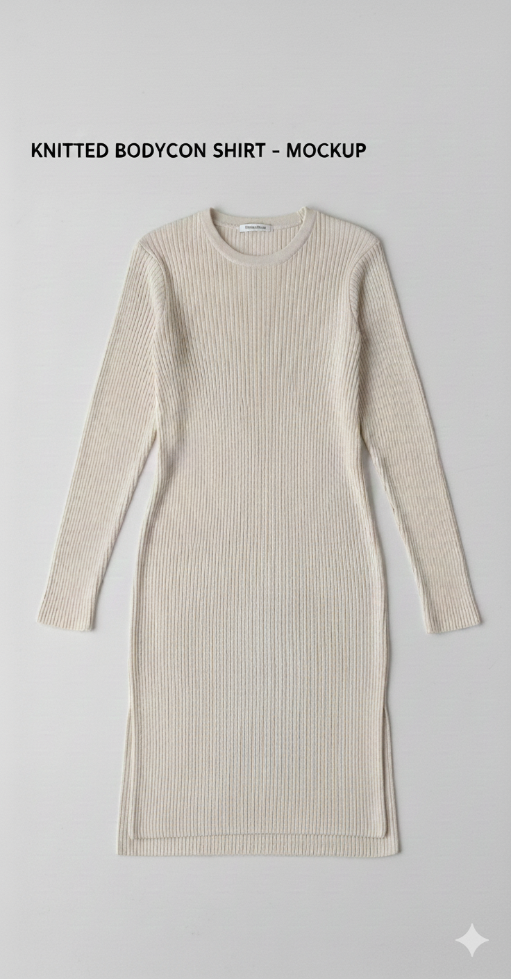 GOLATEES Ribbed Knit Bodycon Essential - Winter Fabric