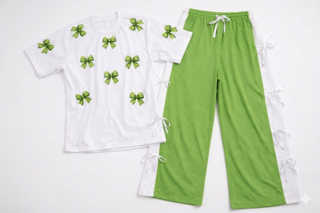 Mint Bow Breeze Oversized Co-Ord Set