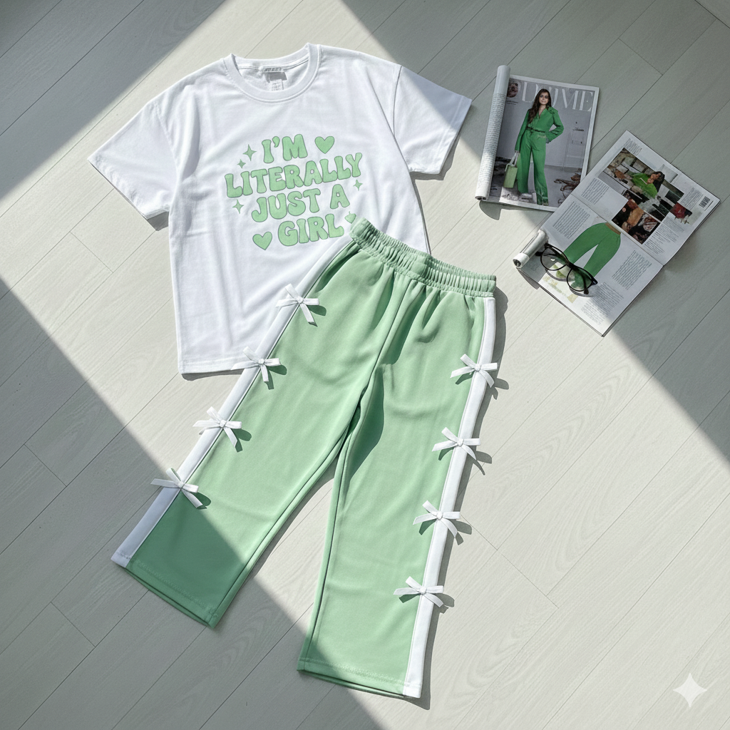 Minty Fresh Streetwear – Oversized Tee & Tie-Side Pants