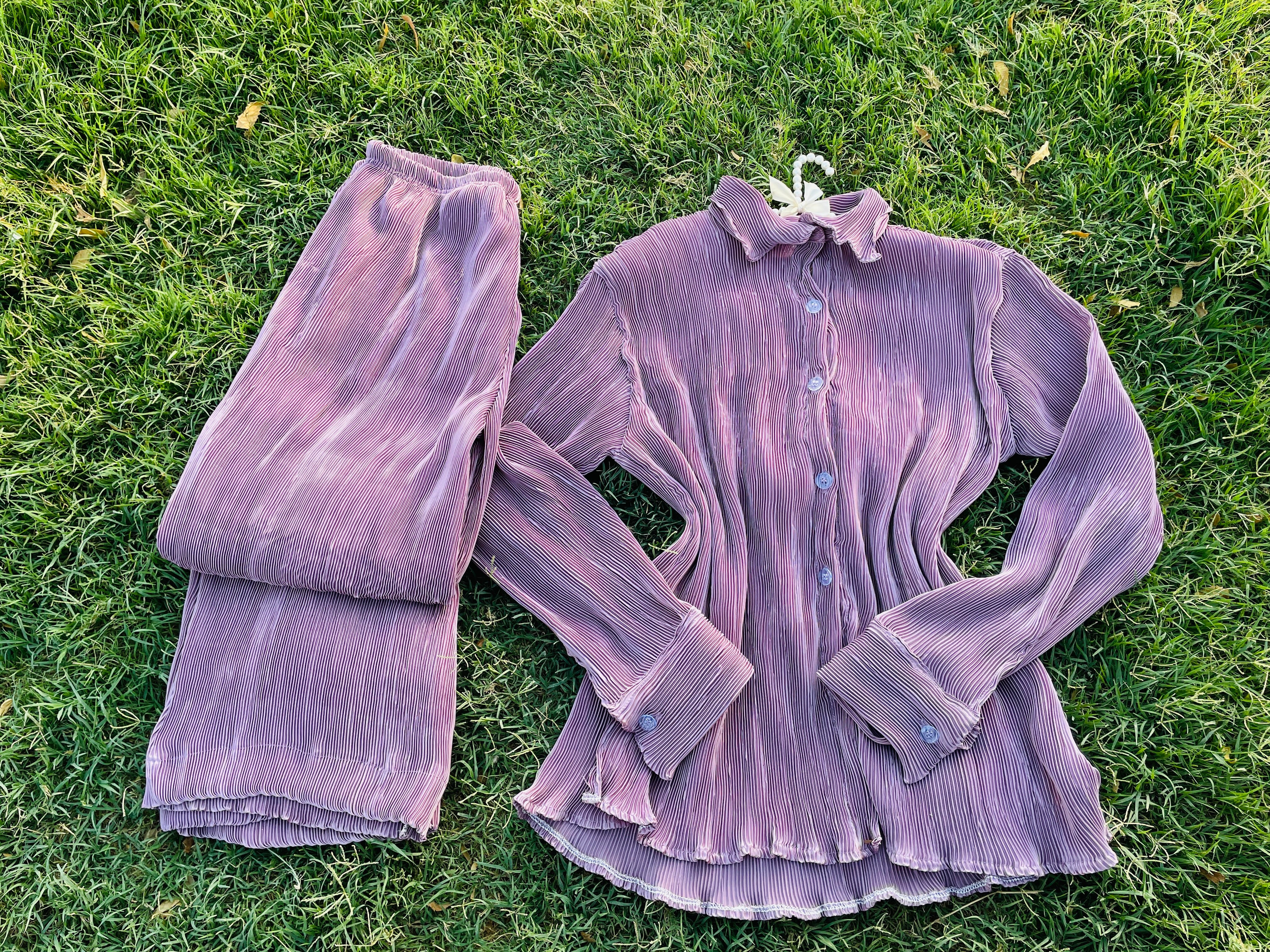 LUXURY PLEATED SILK CORDS SET FOR WOMEN