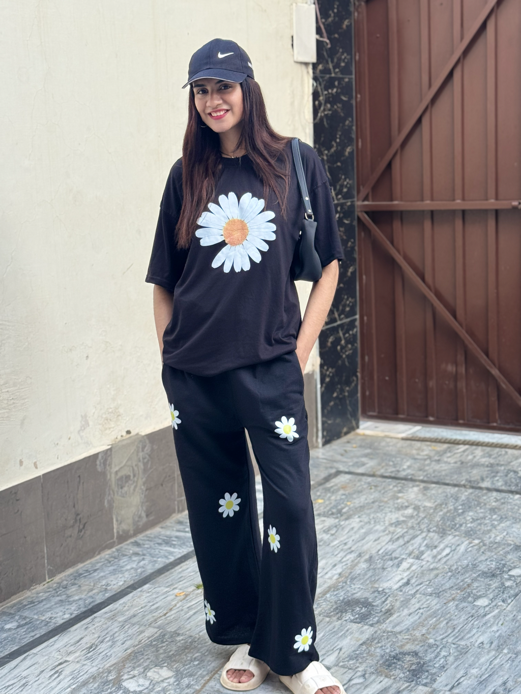 Sunflower Dreams - Oversized Black Co-Ord Set for Women