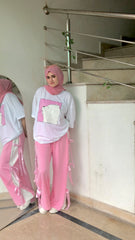 Sweet & Sassy - Polar Bear Tee And Pink Blush Bow-Tie Trouser Set