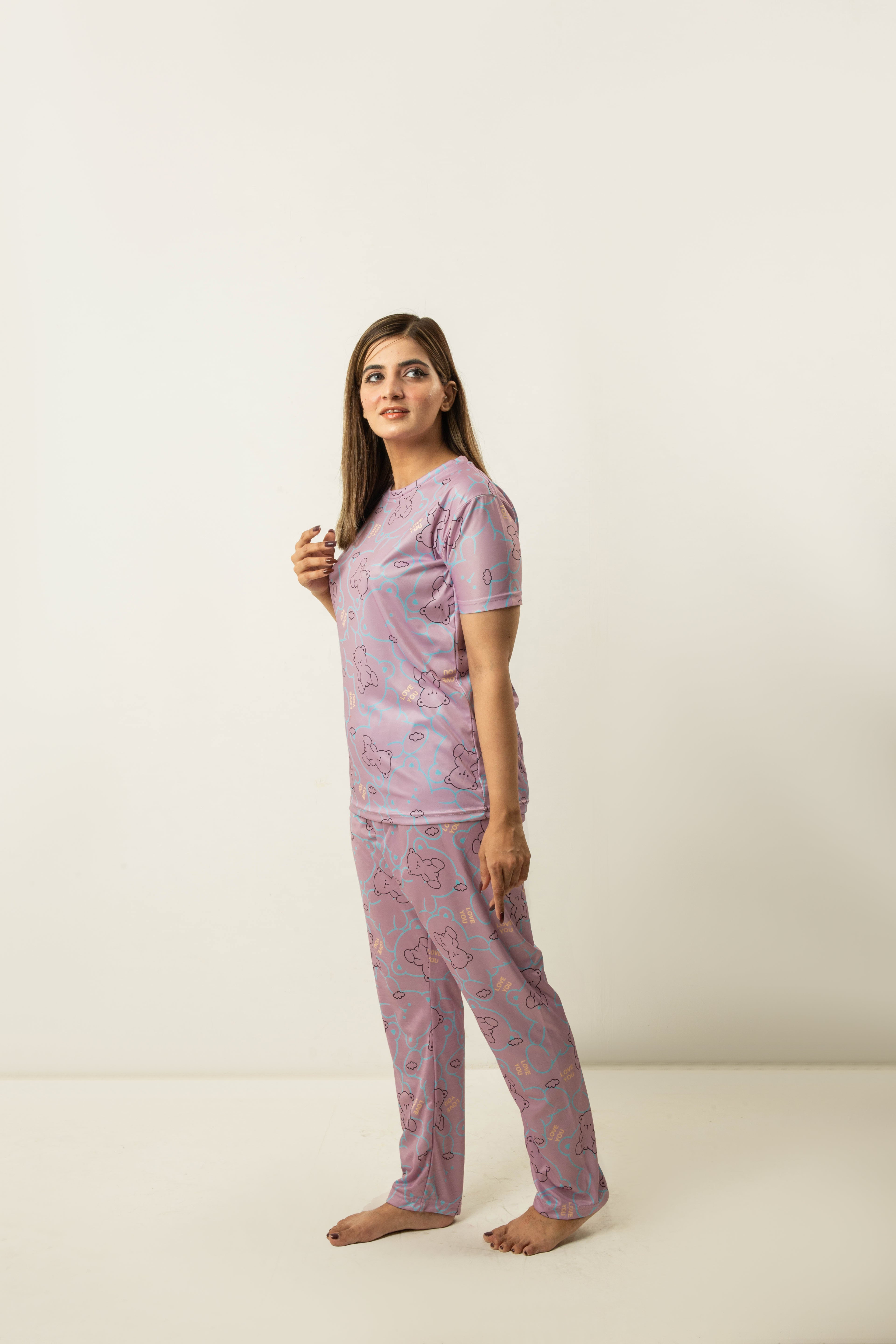 Womens Lilac Printed Sleepwear & Loungewear