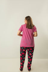 Womens Strawberry Printed Sleepwear With Matching Pjs