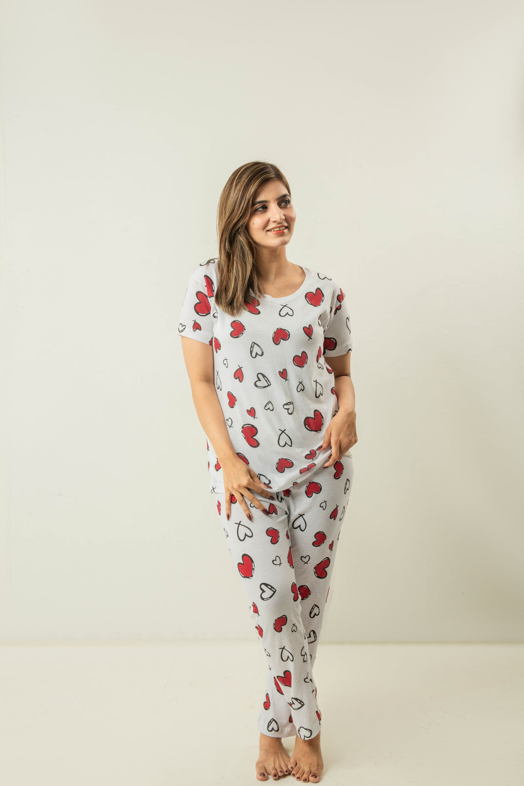 Womens Heart All Over' Comfy Nghtsuit & Sleepwear