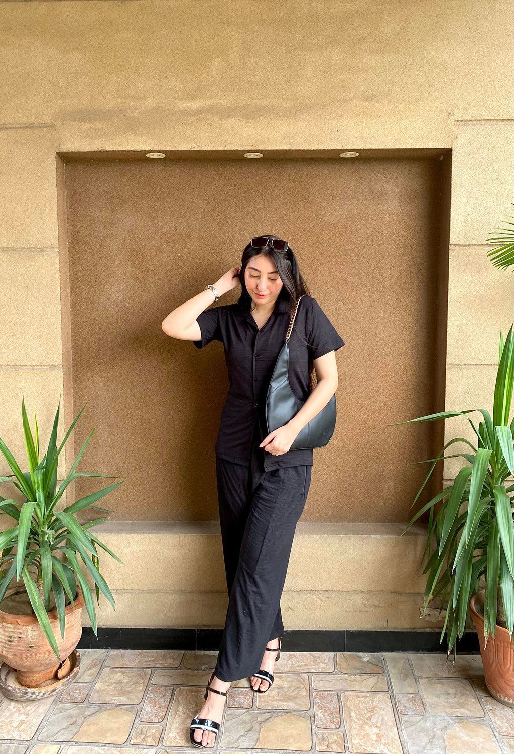 Women's Black Summer Co-ord Set – Relaxed Fit