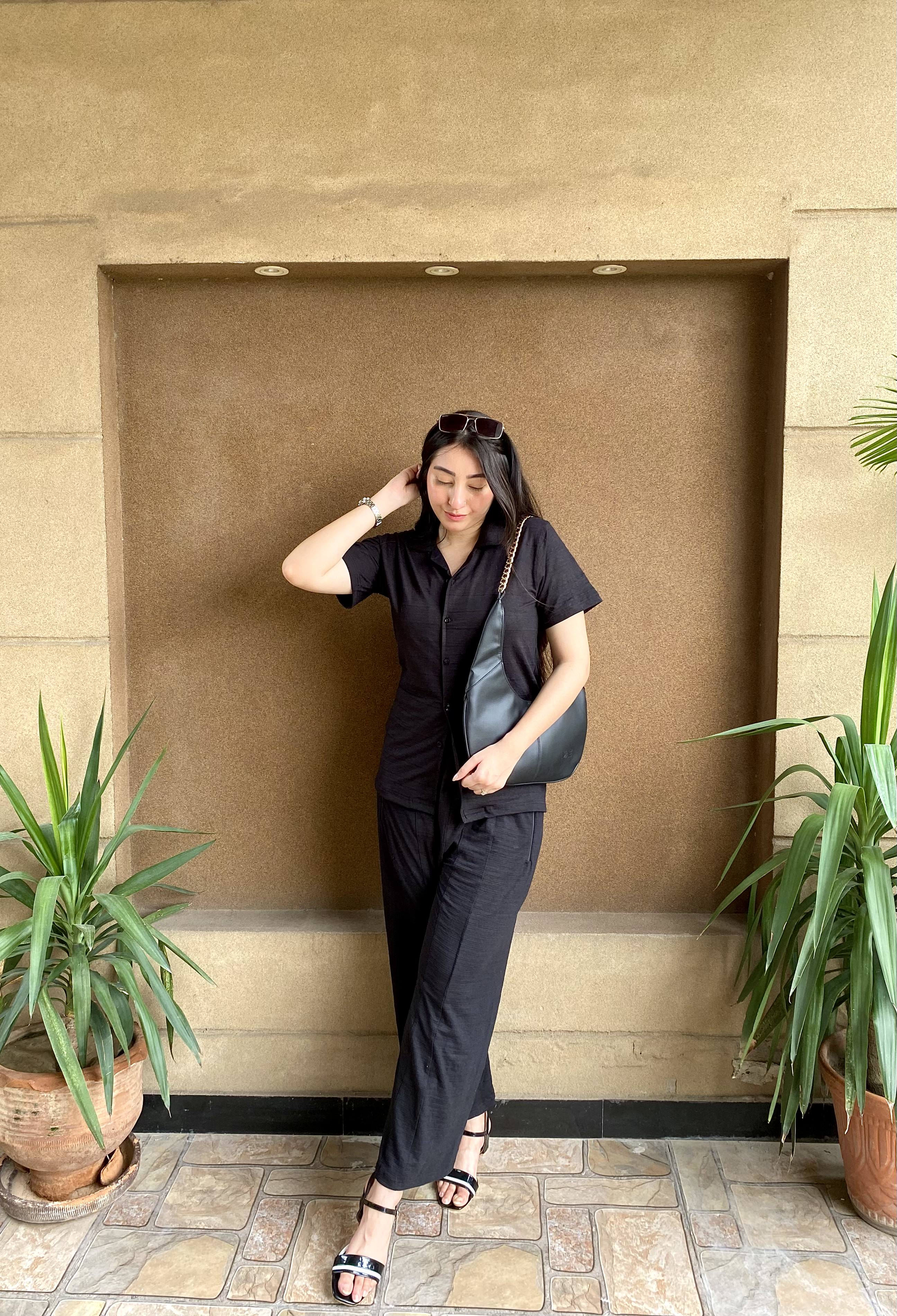 Women's Black Summer Co-ord Set – Relaxed Fit