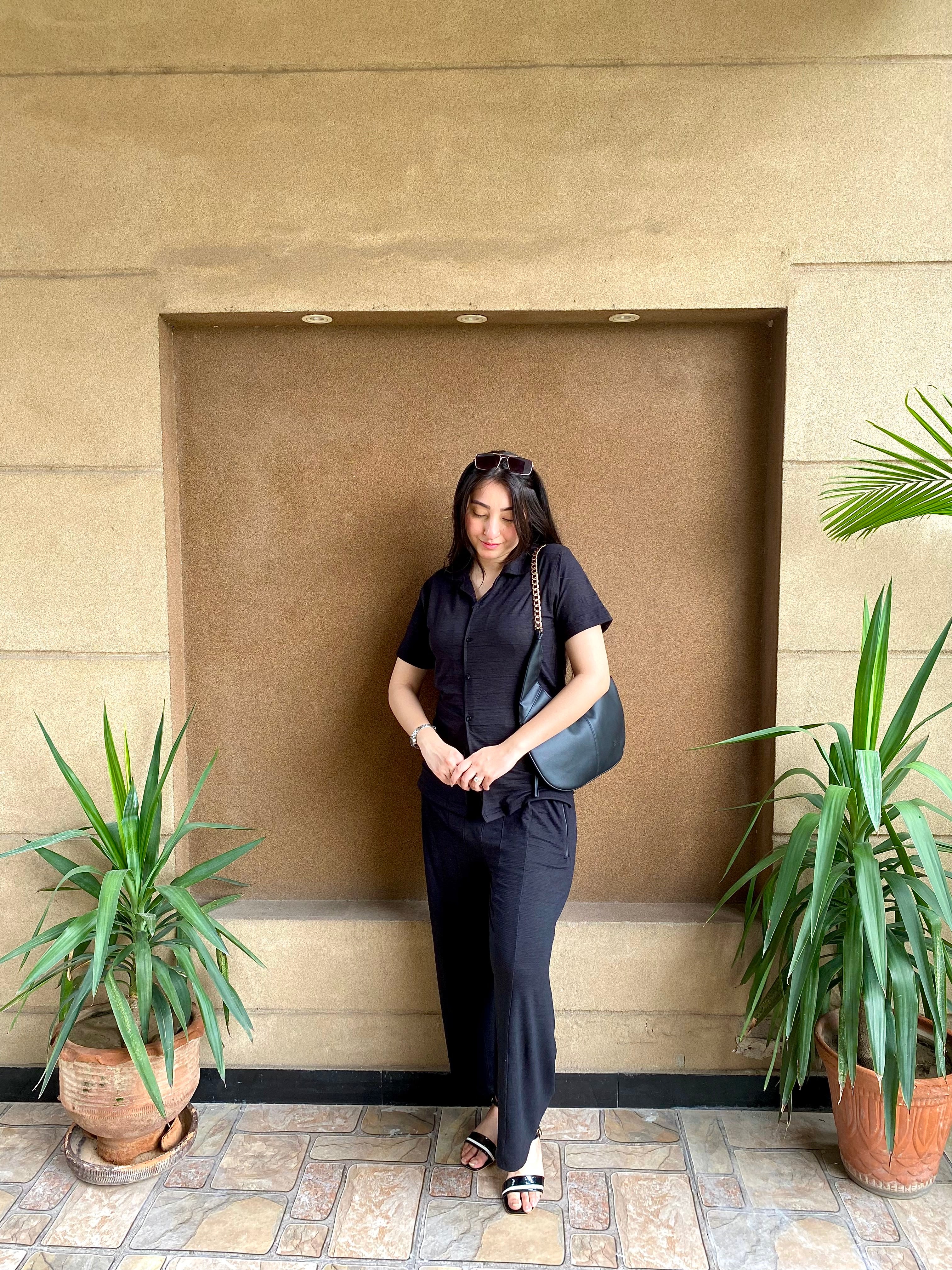 Women's Black Summer Co-ord Set – Relaxed Fit