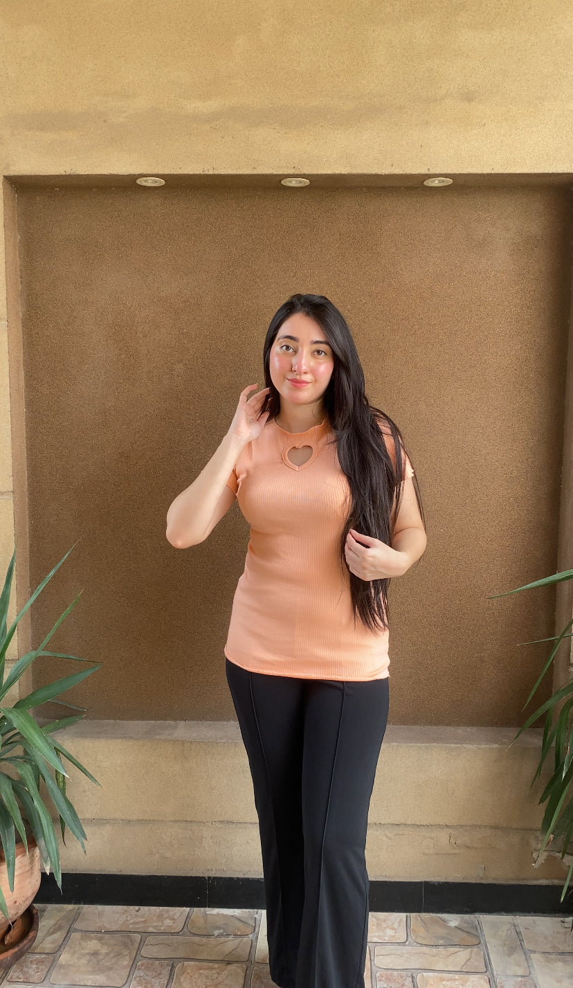 Summer Heart Cutout Lettuce Trim Top