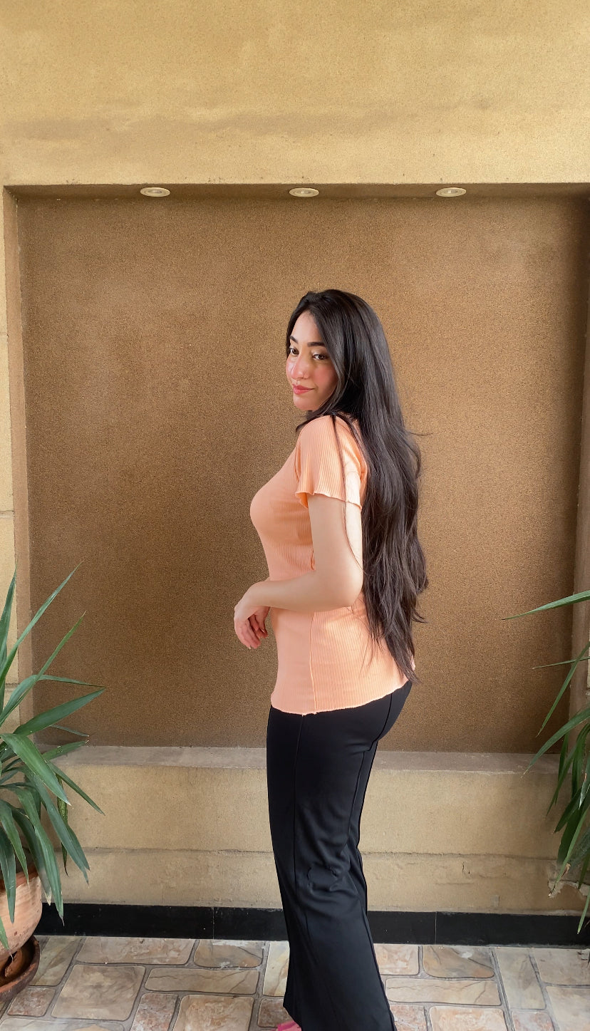 Summer Heart Cutout Lettuce Trim Top