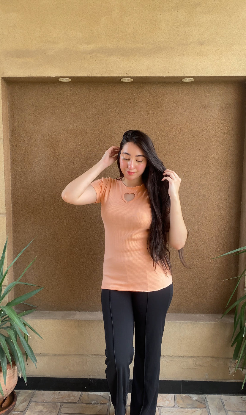 Summer Heart Cutout Lettuce Trim Top