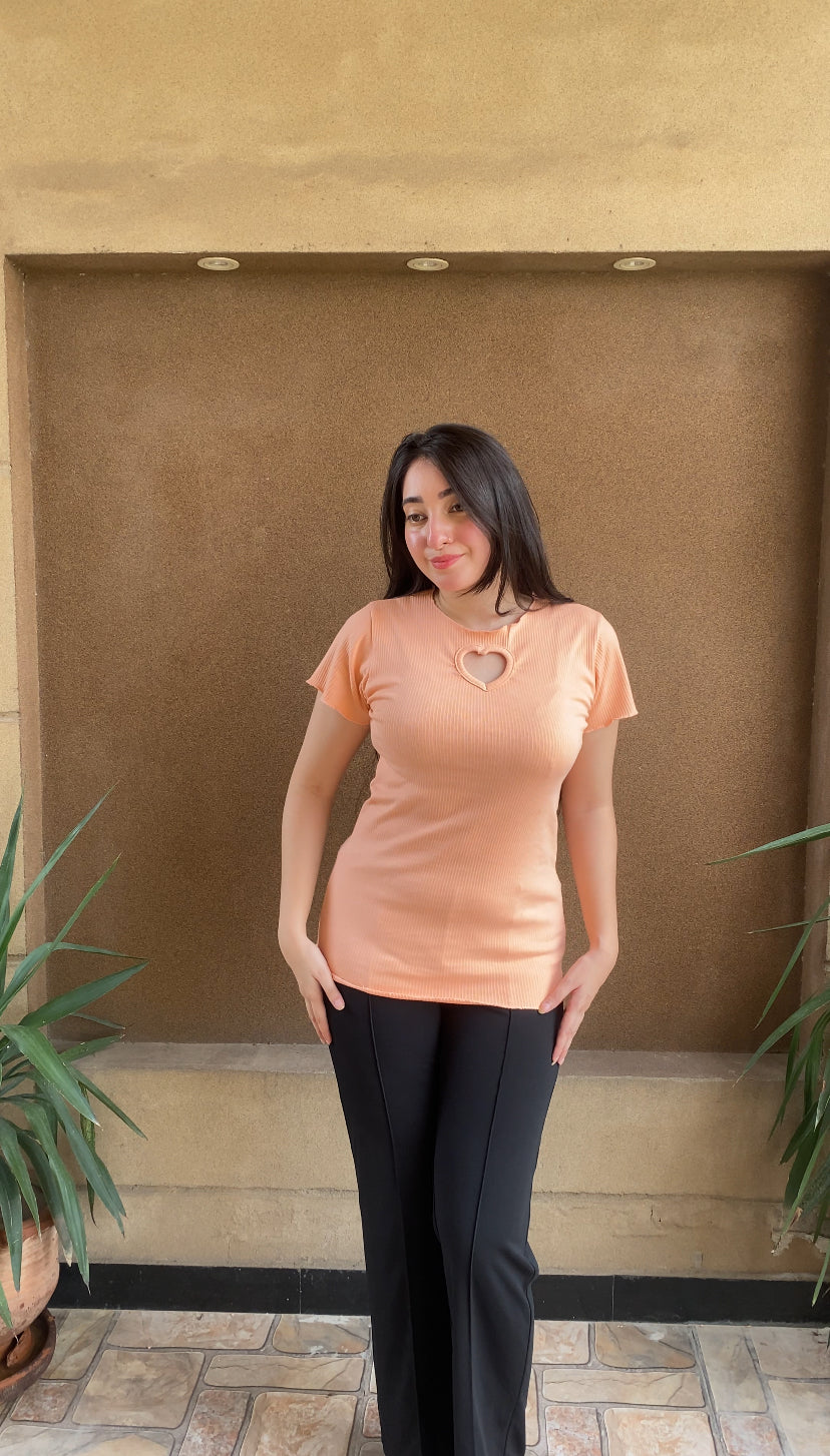 Summer Heart Cutout Lettuce Trim Top