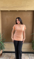 Summer Heart Cutout Lettuce Trim Top