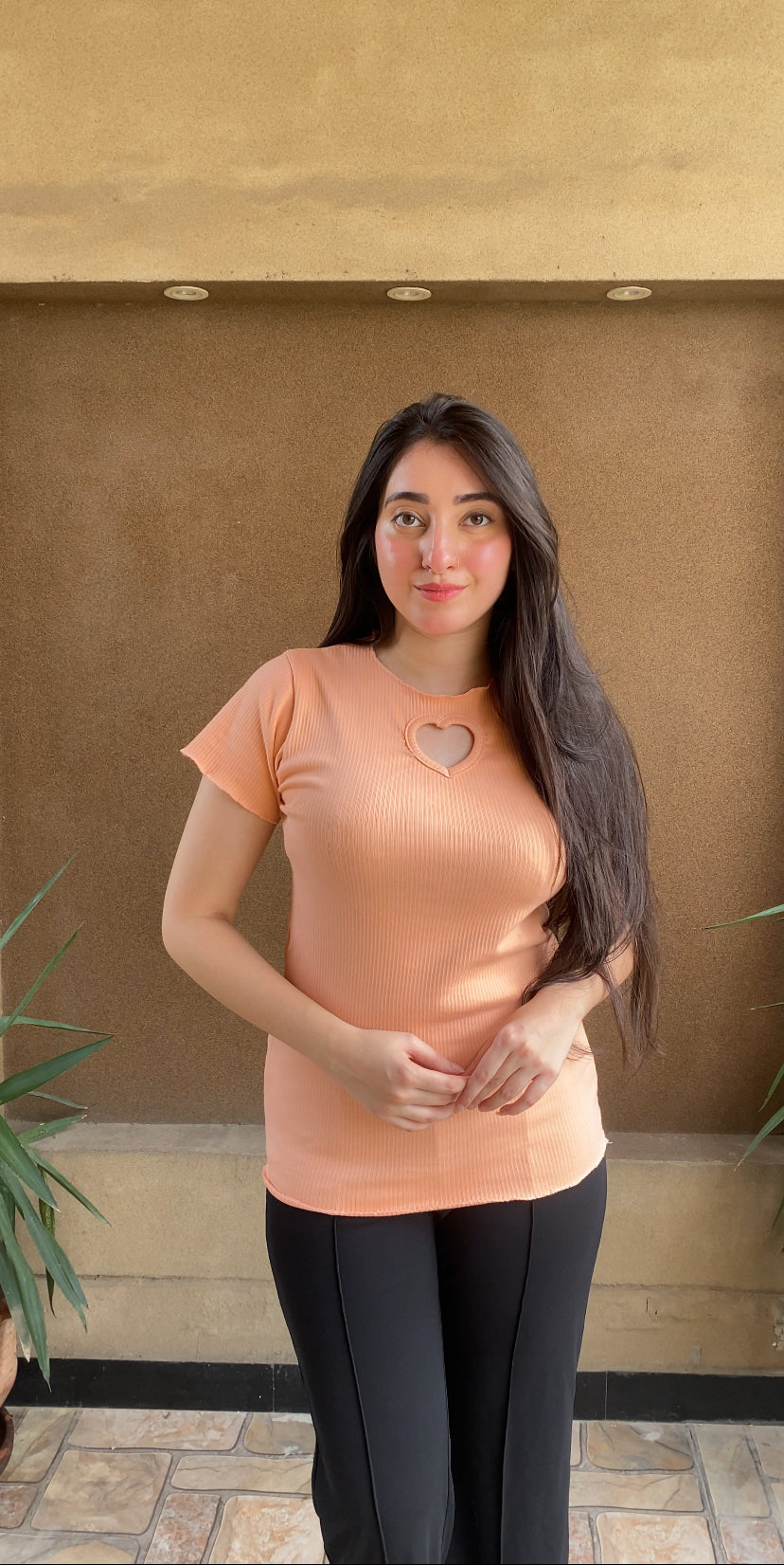 Summer Heart Cutout Lettuce Trim Top