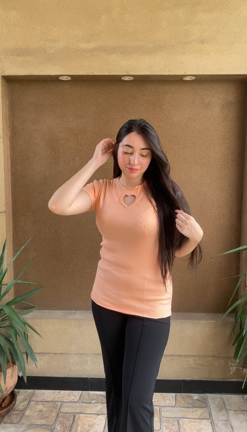 Summer Heart Cutout Lettuce Trim Top