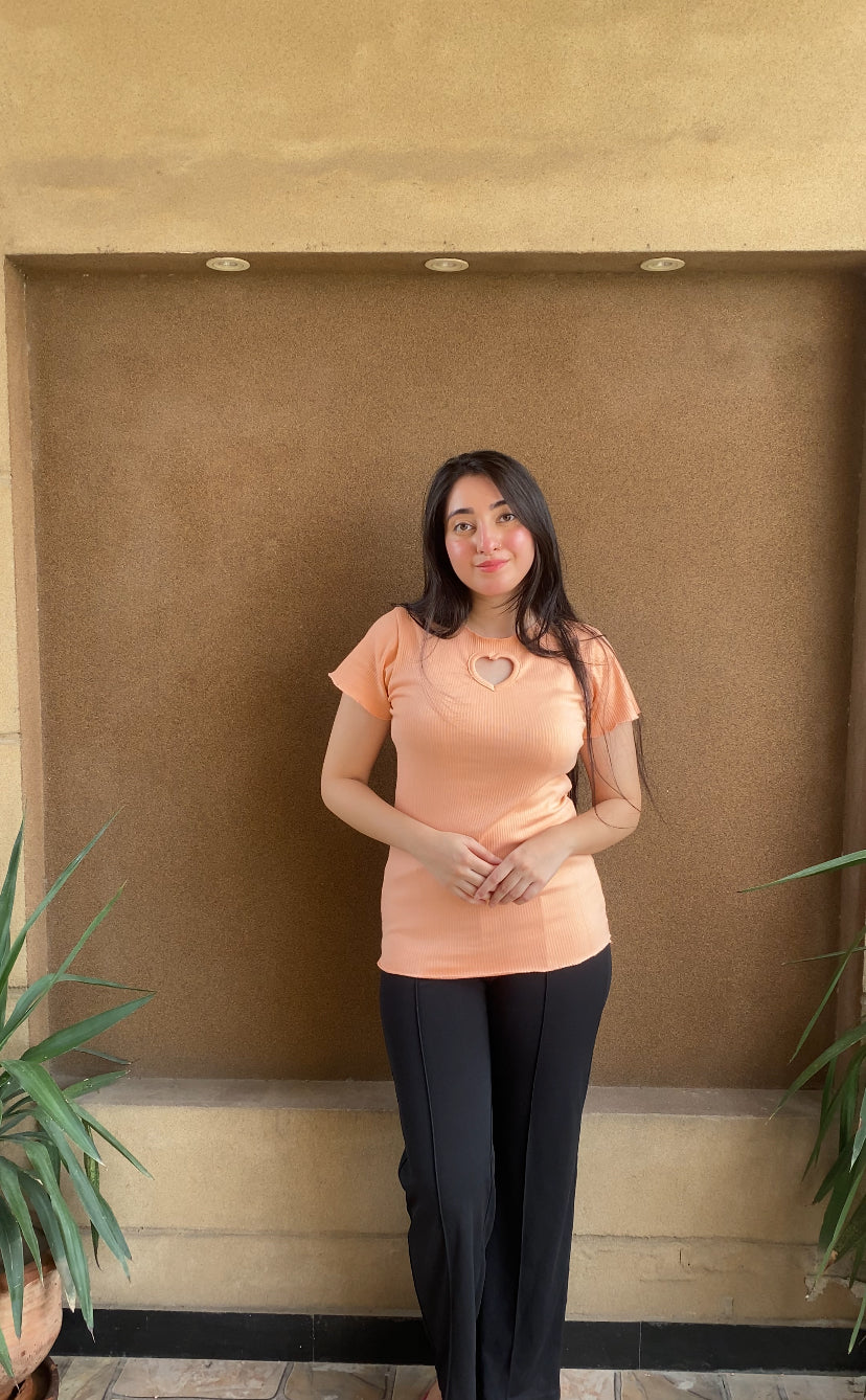 Summer Heart Cutout Lettuce Trim Top