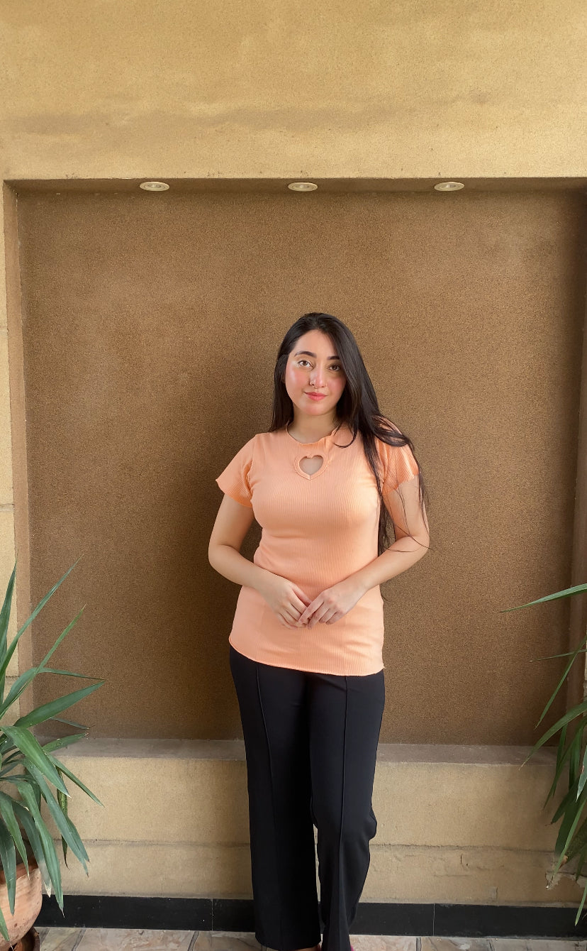 Summer Heart Cutout Lettuce Trim Top