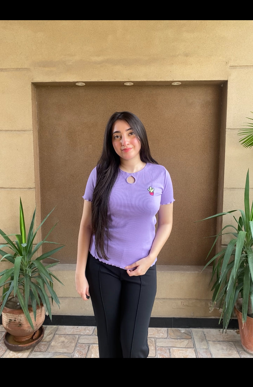 Lilac Cute Summer Lettuce Trim Top