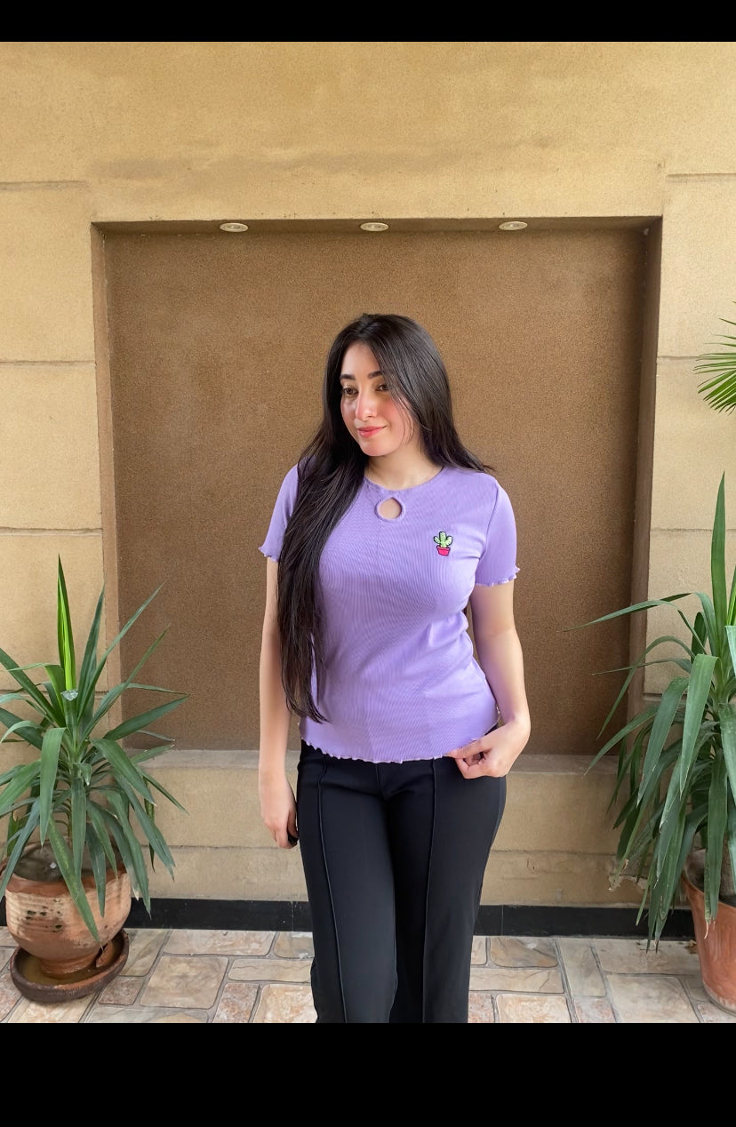 Lilac Cute Summer Lettuce Trim Top