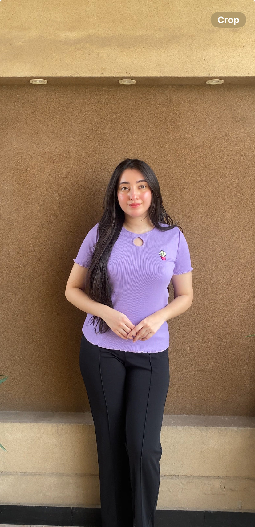 Lilac Cute Summer Lettuce Trim Top