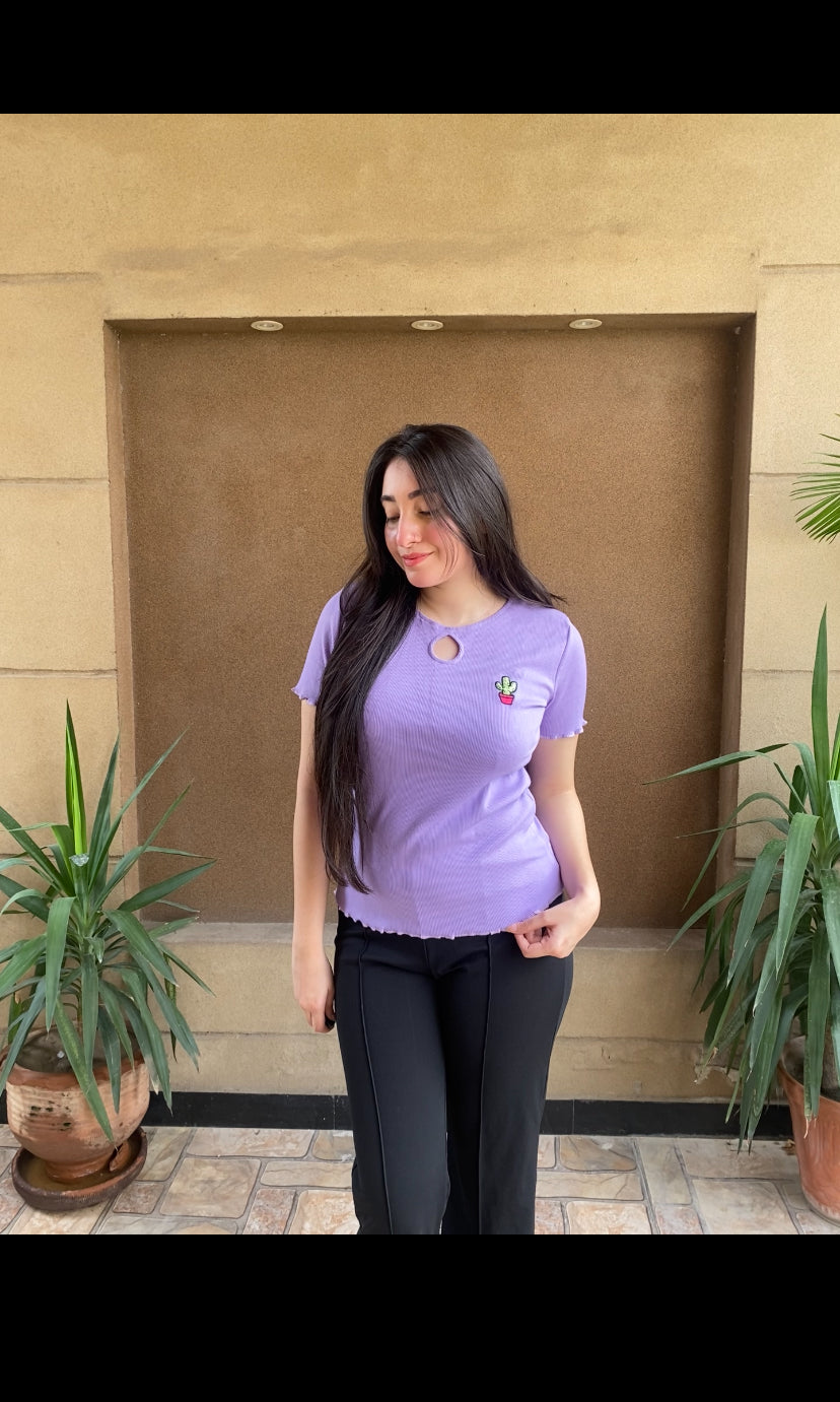 Lilac Cute Summer Lettuce Trim Top